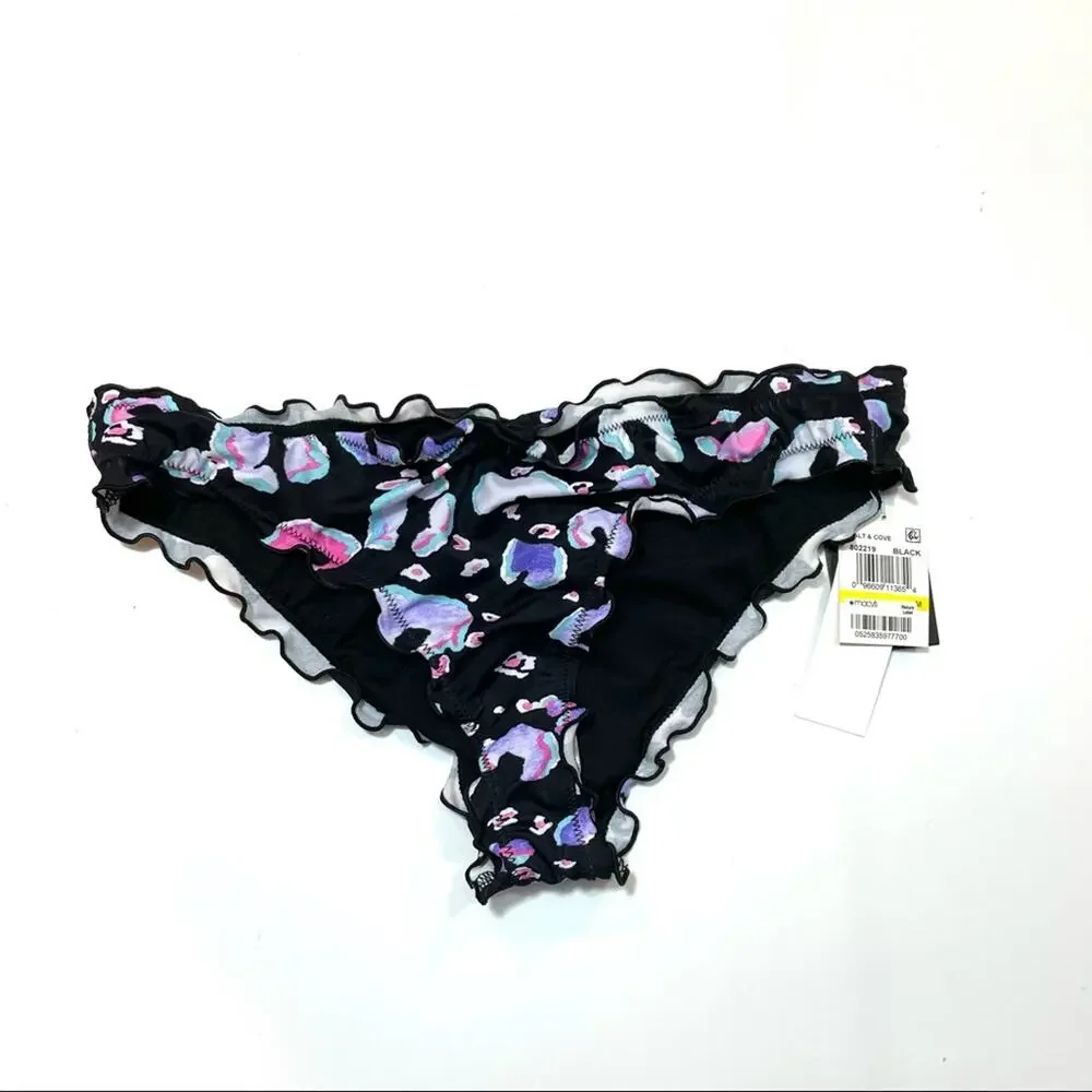 Salt+Cove Leopard Multi ruffles bikini swim bottom